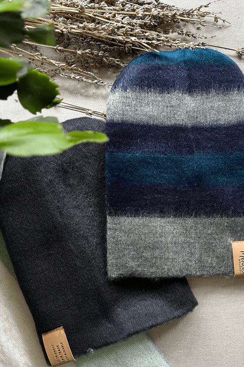 Blue Stripe Reversible Alpaca Beanie – Muskoka Alpaca