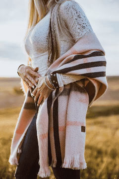 Cherry Blossom Metro Plaid Alpaca Blanket Scarf