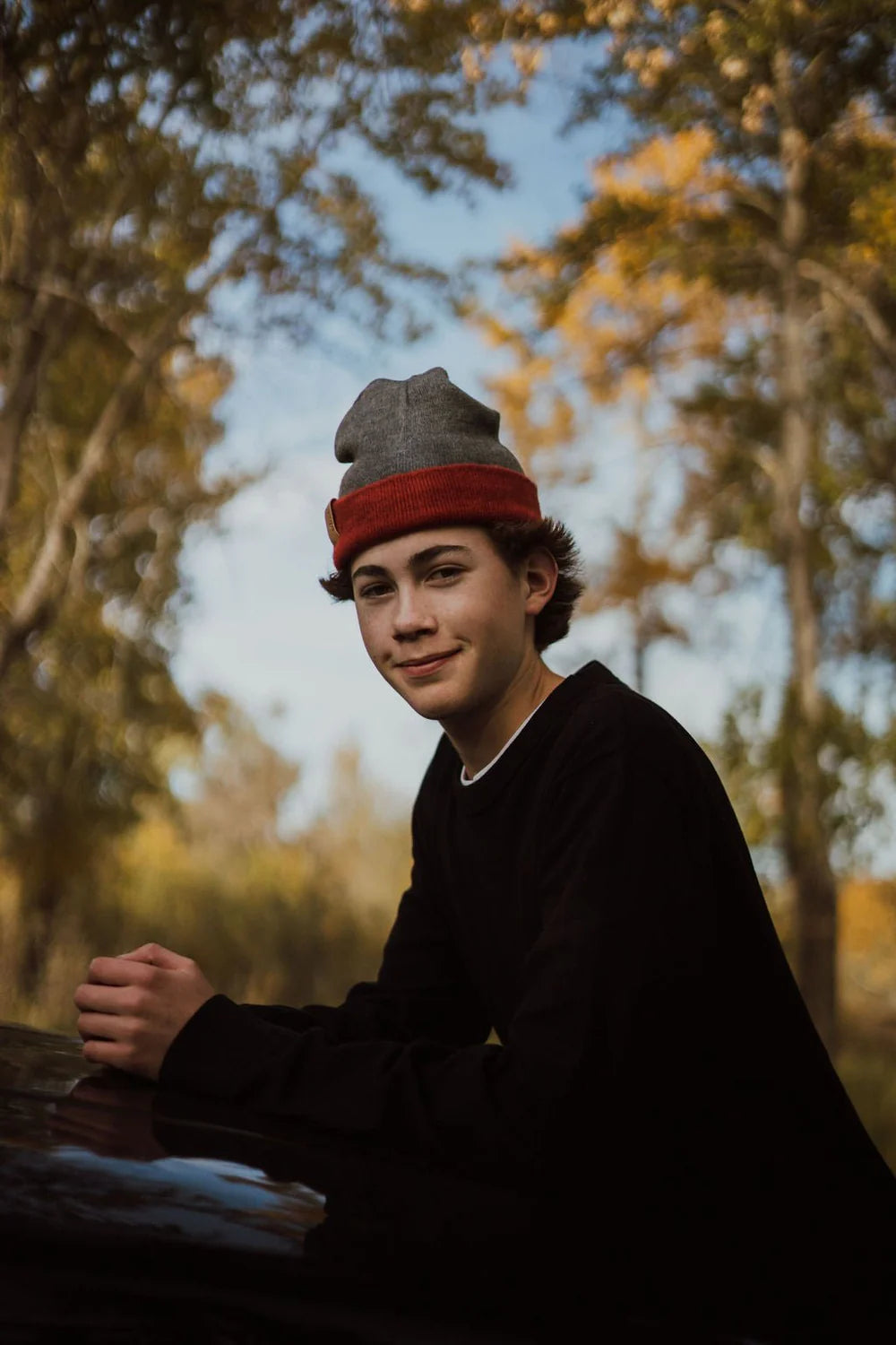 Rust & Grey Reversible Alpaca Beanie